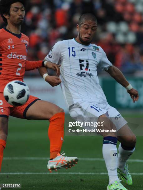 Takayuki Morimoto of Avispa Fukuoka in action during the J.League J2 match between Omiya Ardija and Avispa Fukuoka at Nack 5 Stadium Omiya on March...