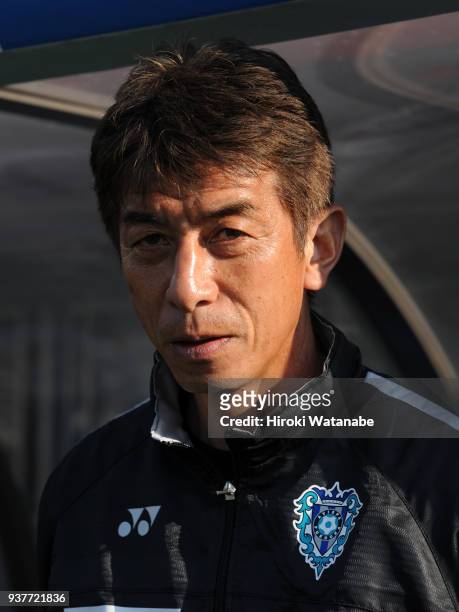 Masami Ihara,coach of Avispa Fukuoka looks on prior to the J.League J2 match between Omiya Ardija and Avispa Fukuoka at Nack 5 Stadium Omiya on March...