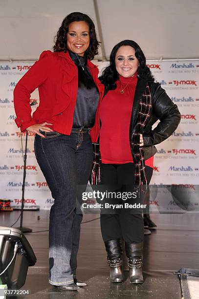 Kimberley Locke and Nikki Blonsky attend the "Carol-Oke" Contest at Bryant Park on December 3, 2009 in New York City.