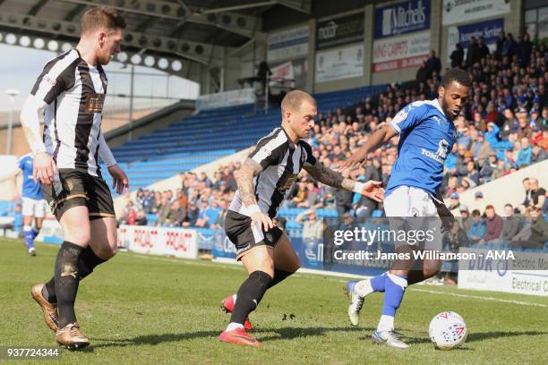 Zavon Hines of Chesterfield during the Sky Bet League Two match between Chesterfield and Notts County at Proact Stadium on March 25, 2018 in...