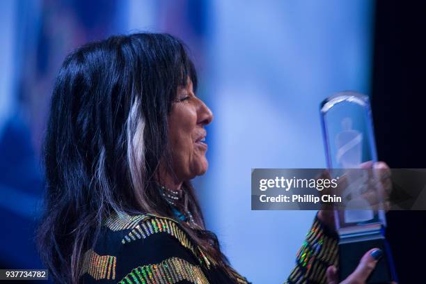 Medicine Songs Buffy Sainte-Marie wins the Indigenous Music Album of the year award at the Juno Gala Dinner and Awards at the Vancouver Convention...