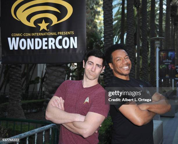 Actors Ryan T Husk and Rico E. Anderson attend Day 2 of Wonder Con 2018 held at Anaheim Convention Center on March 24, 2018 in Anaheim, California.