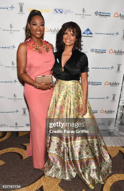 Kenya Moore and actress Victoria Rowell attend Carrie Steele-Pitts Home 130th Anniversary Gala at Four Seasons Hotel on March 24, 2018 in Atlanta,...