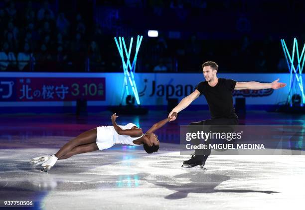 Vanessa James and Morgan Cipres from France perform a routine during an Exhibition Gala at The World Figure Skating Championships 2018 in Milan on...