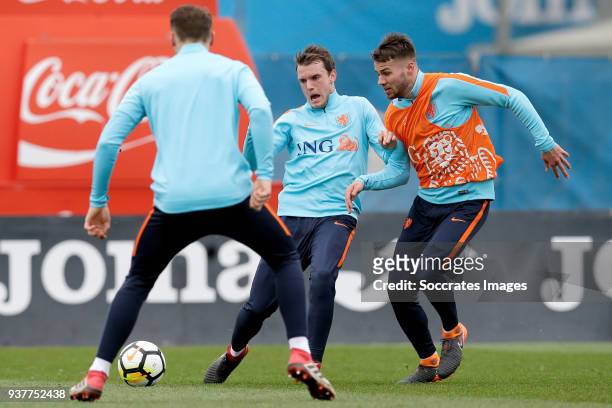 Thomas Ouwejan of Holland U21, Bart Nieuwkoop of Holland U21 during the Training Holland U21 at the Ciutat Esportiva Dani Jarque on March 25, 2018 in...