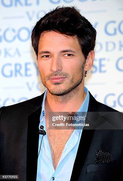 Model Andres Velencoso presents the new "Grey Goose" vodka christmas pack, at "Prive Grey Goose Space" on September 21, 2009 in Madrid, Spain