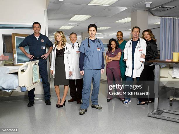 Scrubs" stars Neil Flynn as "The Janitor," Sarah Chalke as "Elliot Reid," Ken Jenkins as "Dr. Bob Kelso," Zach Braff as "John 'J.D.' Dorian," Donald...