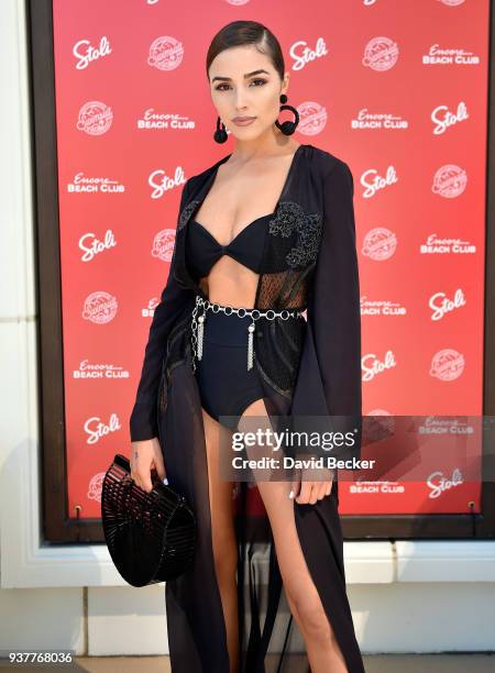 Actress/model Olivia Culpo attends Sports Illustrated Swimsuit new issue launch and model search winners celebration at Encore Beach Club in Wynnn...