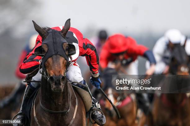 Tom Scudamore riding Rathlin Rose clear the last to win The Grandnational.Fans VeteransâHandicap Steeple Chase at Ascot racecourse on March 25, 2018...