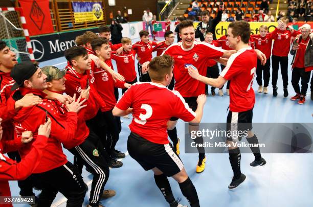 Team of VFB Eppingen win the victory about TSV Hertha Walheim after the final of the DFB Indoor Football between VFB Eppingen and TSV Hertha Walheim...