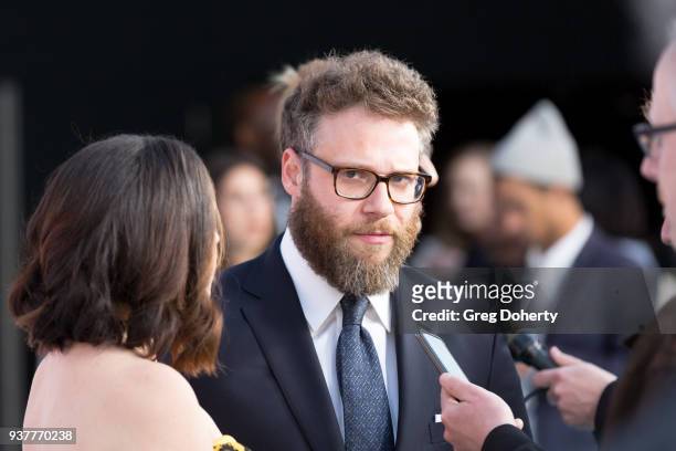 Seth Rogen and Lauren Miller Rogen attend the 6th Annual Hilarity For Charity at Hollywood Palladium on March 24, 2018 in Los Angeles, California.