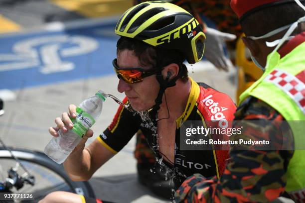 Harrison Sweeny of Mitchelton-Bikeexchange China is exhausted during Stage 8 of the Le Tour de Langkawi 2018, Rembau-Kuala Lumpur 141.1 km on March...