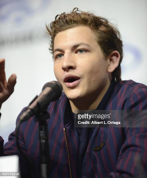 Actor Tye Sheridan promotes Warner Bros. "Ready Player One" on Day 2 of Wonder Con 2018 held at Anaheim Convention Center on March 24, 2018 in...