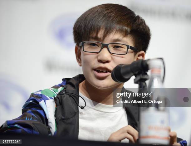 Actor Philip Zhao promotes Warner Bros. "Ready Player One" on Day 2 of Wonder Con 2018 held at Anaheim Convention Center on March 24, 2018 in...