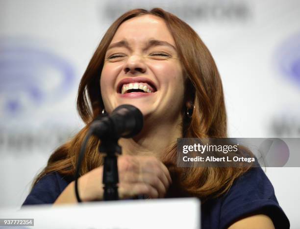 Actress Olivia Cooke promotes Warner Bros. "Ready Player One" on Day 2 of Wonder Con 2018 held at Anaheim Convention Center on March 24, 2018 in...