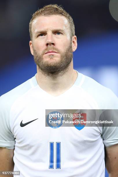 Adam Nemec of Slovakia in action during the international friendly match between Thailand and Slovakia at Rajamangala National Stadium on March 25,...