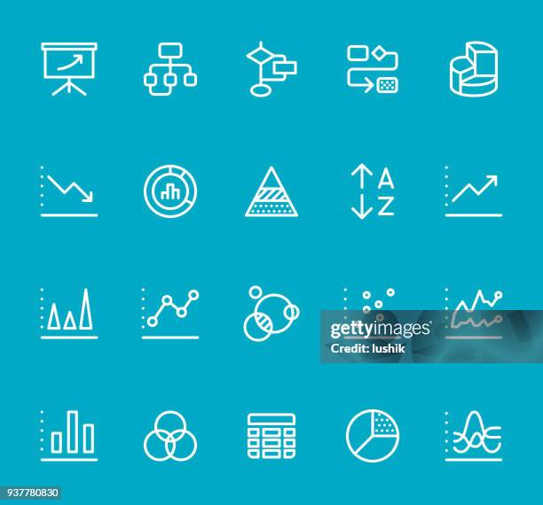 chart types - line icon set - identification chart stock illustrations