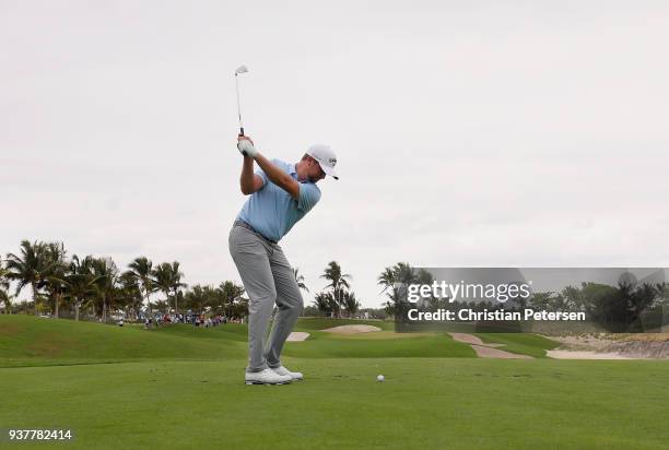 Brice Garnett plays his shot from the second tee during the final round of the Corales Puntacana Resort & Club Championship on March 25, 2018 in...