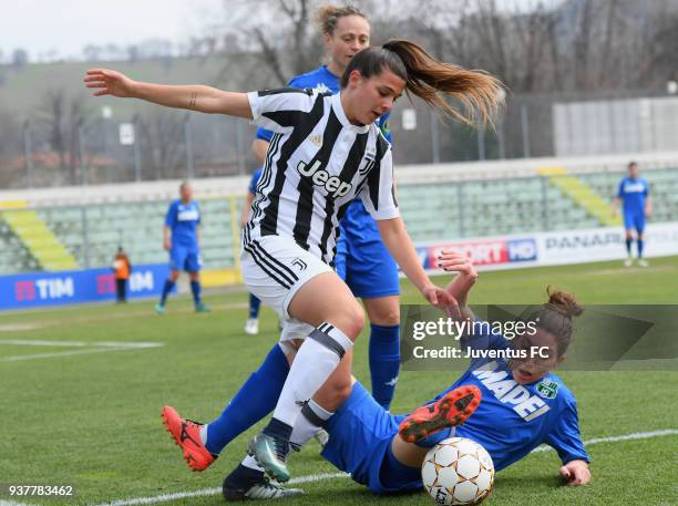 Sofia Cantore of Juventus Women in action during the serie A match between Sassuolo Femminile and Juventus Women at Enzo Ricci Stadium on March 25,...