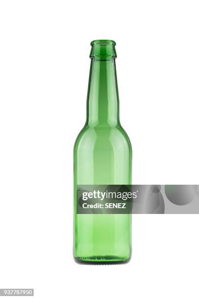 close-up of green bottles - bierflasche stock-fotos und bilder