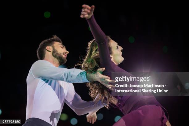 Gabriella Papadakis and Guillaume Cizeron of France perform in the Gala Exhibition during day five of the World Figure Skating Championships at...