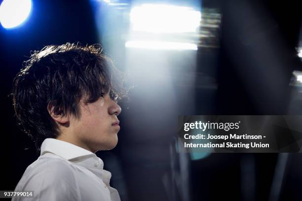 Shoma Uno of Japan performs in the Gala Exhibition during day five of the World Figure Skating Championships at Mediolanum Forum on March 25, 2018 in...