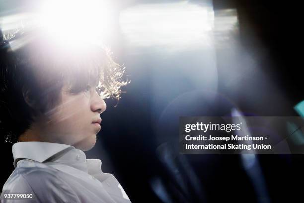 Shoma Uno of Japan performs in the Gala Exhibition during day five of the World Figure Skating Championships at Mediolanum Forum on March 25, 2018 in...