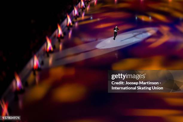 Matteo Rizzo of Italy performs in the Gala Exhibition during day five of the World Figure Skating Championships at Mediolanum Forum on March 25, 2018...