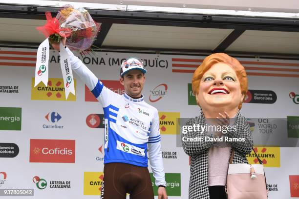 Podium / Pierre Latour of France and Team AG2R La Mondiale Blue Young Jersey / Celebration / during the 98th Volta Ciclista a Catalunya 2018, Stage 7...