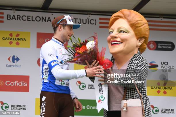 Podium / Pierre Latour of France and Team AG2R La Mondiale Blue Young Jersey / Celebration / during the 98th Volta Ciclista a Catalunya 2018, Stage 7...