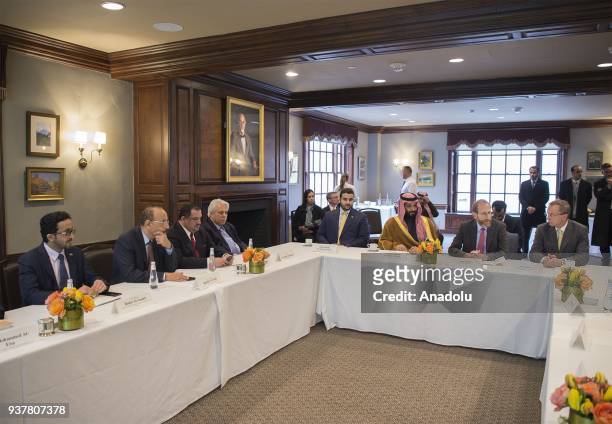 Crown Prince of Saudi Arabia Mohammed bin Salman Al Saud , Harvard University's chief academic officer Alan Garber and Saudi Arabia's ambassador to...