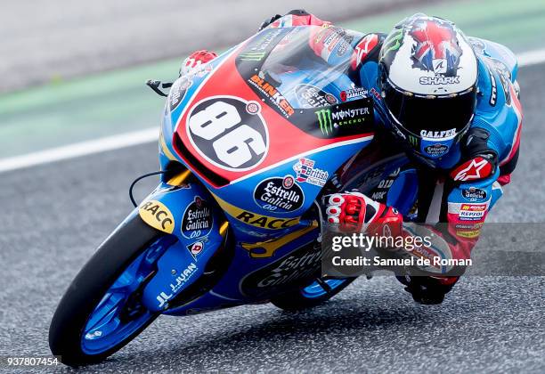 Rider Charlie Andrew Nesbit of England and Estrella de Galicia Team in action during the Moto3 Junior World Championship in Estoril on March 25, 2018...