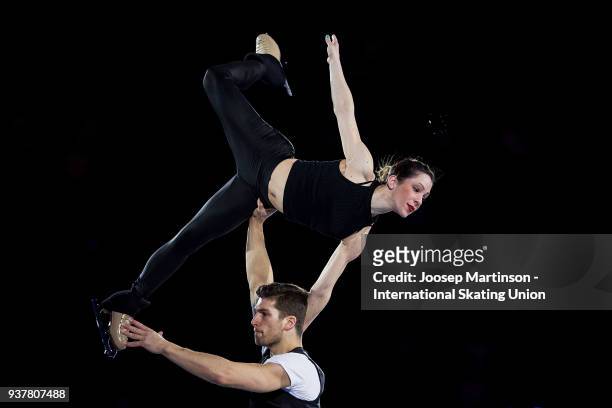 Nicole Della Monica and Matteo Guarise of Italy perform in the Gala Exhibition during day five of the World Figure Skating Championships at...