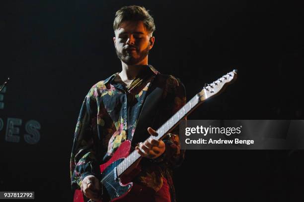 Josh McClorey of The Strypes performs at First Direct Arena Leeds on February 23, 2018 in Leeds, England.