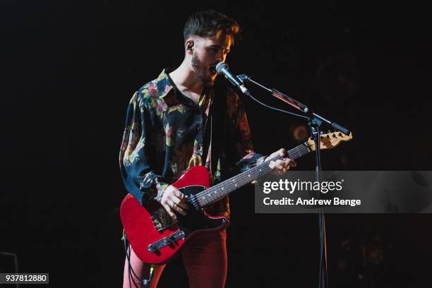 Josh McClorey of The Strypes performs at First Direct Arena Leeds on February 23, 2018 in Leeds, England.