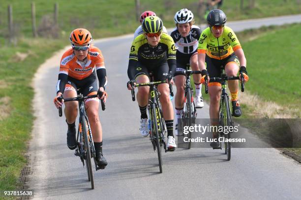 Amy Pieters of Netherlands and Boels - Dolmans Cycling Team / Gracie Elvin of Australia and Team Mitchelson-Scott / Ann-Sophie Duyck of Belgium and...