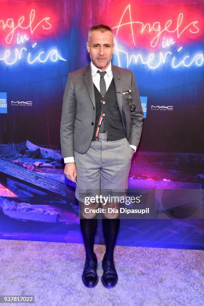 Thom Browne attends the "Angels in America" Broadway Opening Night part 1 arrivals at the Neil Simon Theatre on March 25, 2018 in New York City.