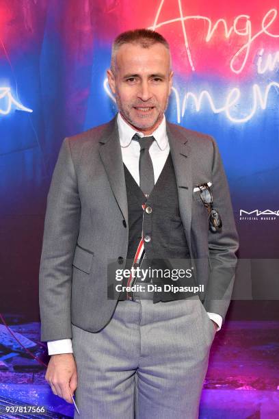 Thom Browne attends the "Angels in America" Broadway Opening Night part 1 arrivals at the Neil Simon Theatre on March 25, 2018 in New York City.