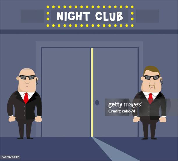 entertainment club and two security - bouncer stock illustrations