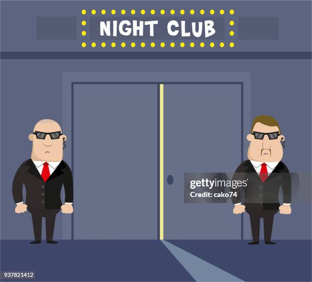 entertainment club and two security - doorman stock illustrations