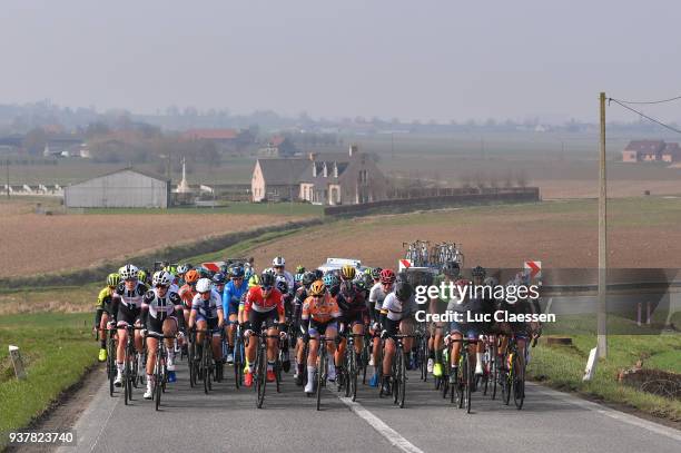 Landscape / Peloton / during the 7th Gent-Wevelgem In Flanders Fields 2018 a 142,6km women's race from Deinze to Wevelgem on March 25, 2018 in...