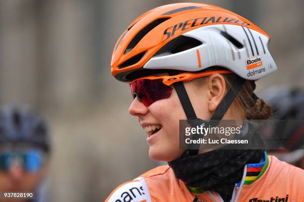 Start / Amalie Dideriksen of Denmark and Boels - Dolmans Cycling Team / during the 7th Gent-Wevelgem In Flanders Fields 2018 a 142,6km women's race...