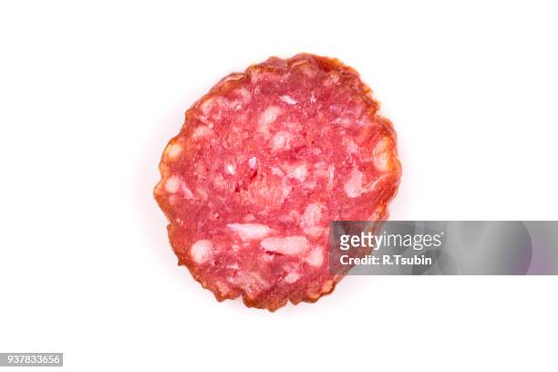 sliced salami close up - salami stock pictures, royalty-free photos & images