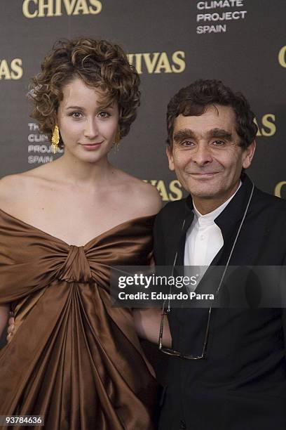 Designer Adolfo Dominguez and his faughter Adriana Dominguez attend The Climate Project photocall at Chivas Studio on October 29, 2009 in Madrid,...