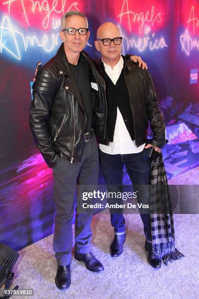 Peter Staley and Scott Wittman attend "Angels In America" Broadway Opening at Neil Simon Theatre on March 25, 2018 in New York City.