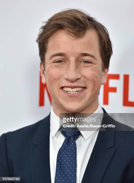 Actor Skyler Gisondo attends Netflix's 'Santa Clarita Diet' season 2 premiere at The Dome at Arclight Hollywood on March 22, 2018 in Hollywood,...