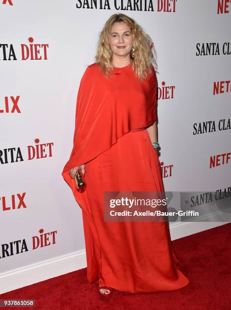 Actress Drew Barrymore attends Netflix's 'Santa Clarita Diet' season 2 premiere at The Dome at Arclight Hollywood on March 22, 2018 in Hollywood,...