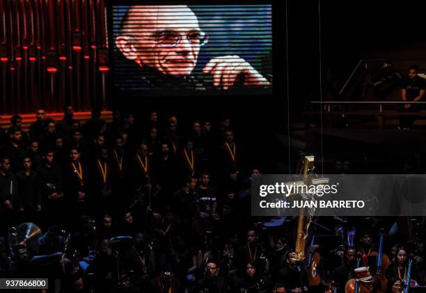 View during the wake of the founder of Venezuela's National System of Children and Youth Orchestras, Jose Antonio Abreu, in Caracas, on March 25,...