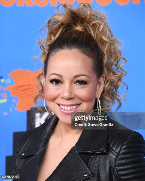 Mariah Carey arrives at the Nickelodeon's 2018 Kids' Choice Awards at The Forum on March 24, 2018 in Inglewood, California.