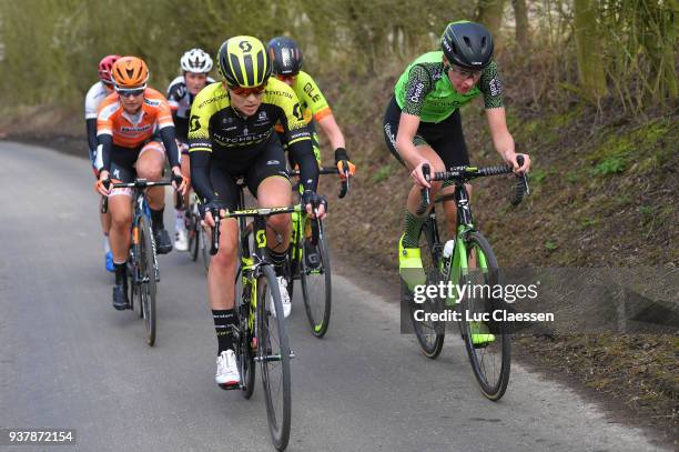 Gracie Elvin of Australia and Team Mitchelton-Scott / Riejanne Markus of Netherlands and Team WaowDeals Pro Cycling / Kemmelberg / during the 7th...